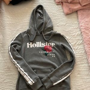 Hollister grey hoodie with rose imprints